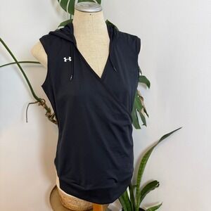 Under Armour Sleeveless Hoodie Wrap Front Allseasongear MD Black NWT Womens